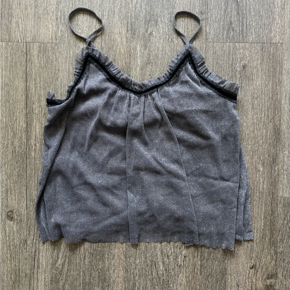 Elegant Charcoal Camisole with Ruffle Trim - Picture 1 of 6